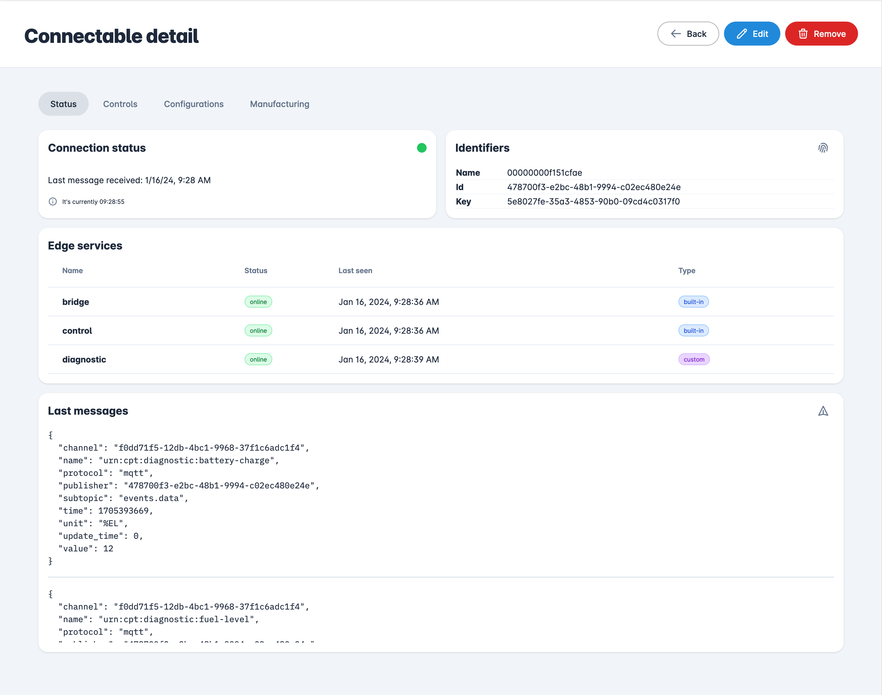 Connhex Control: custom service running